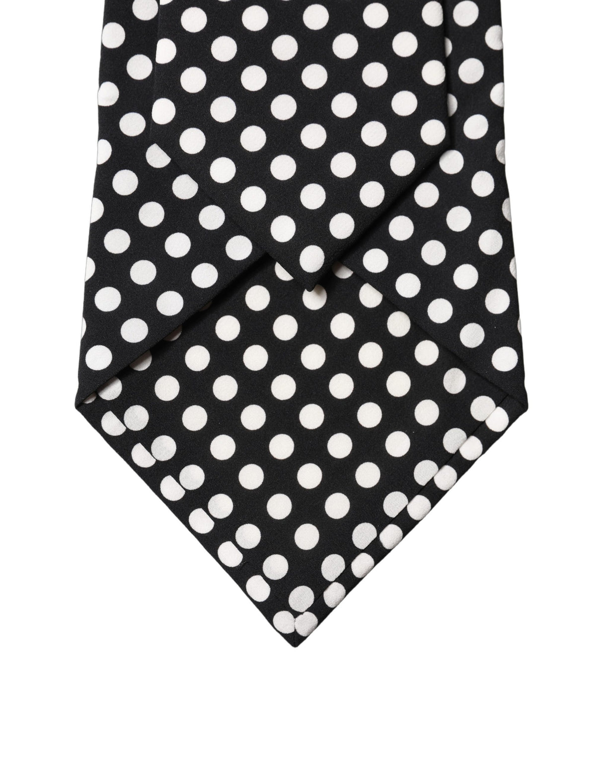 Dolce & Gabbana Dark Gray White Polka Dot Silk Adjustable Women Necktie Tie