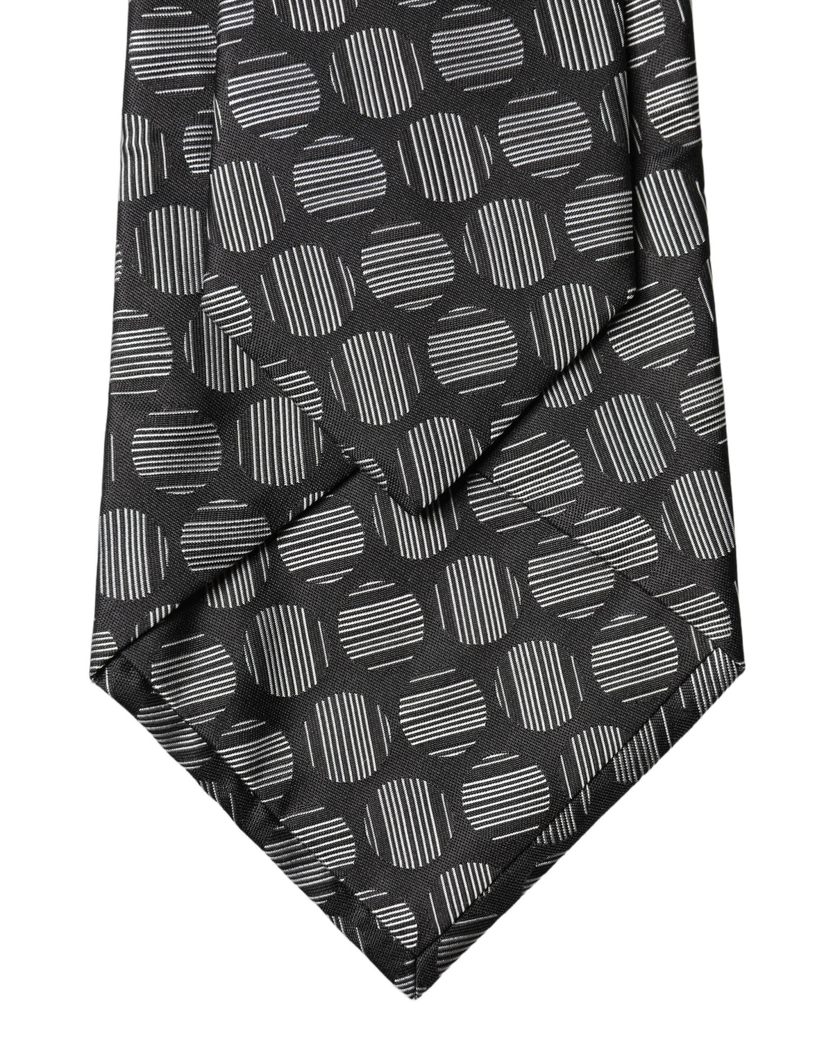 Dolce & Gabbana Dark Gray White Geometric Silk Adjustable Women Necktie Tie