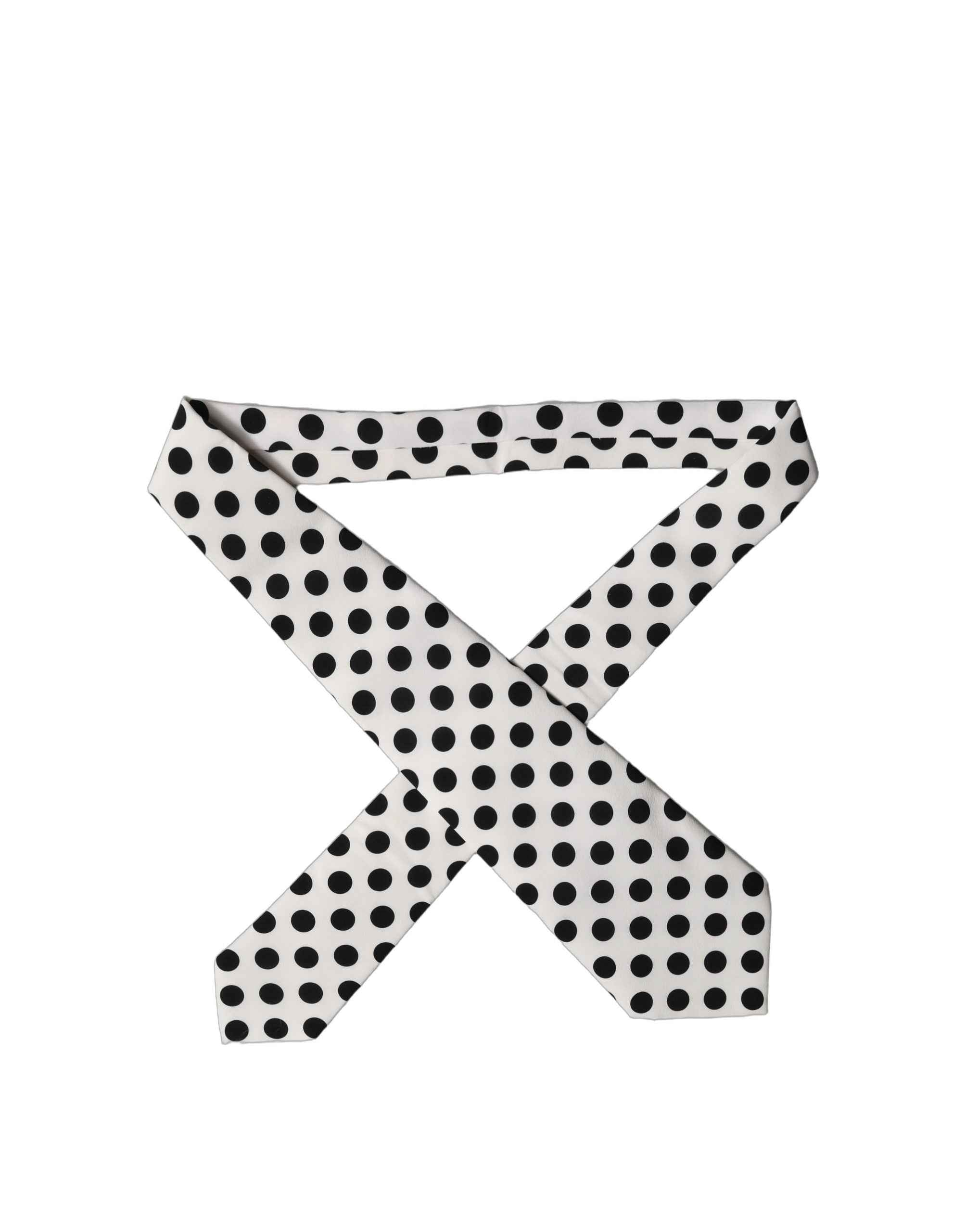 Dolce & Gabbana White Black Polka Dot Silk Adjustable Women Necktie Tie