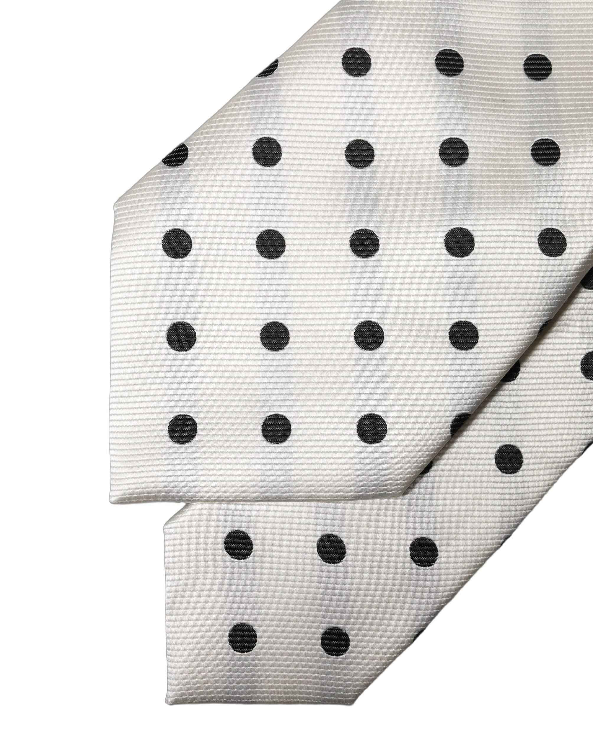 Dolce & Gabbana White Black Polka Dot Silk Adjustable Women Necktie Tie