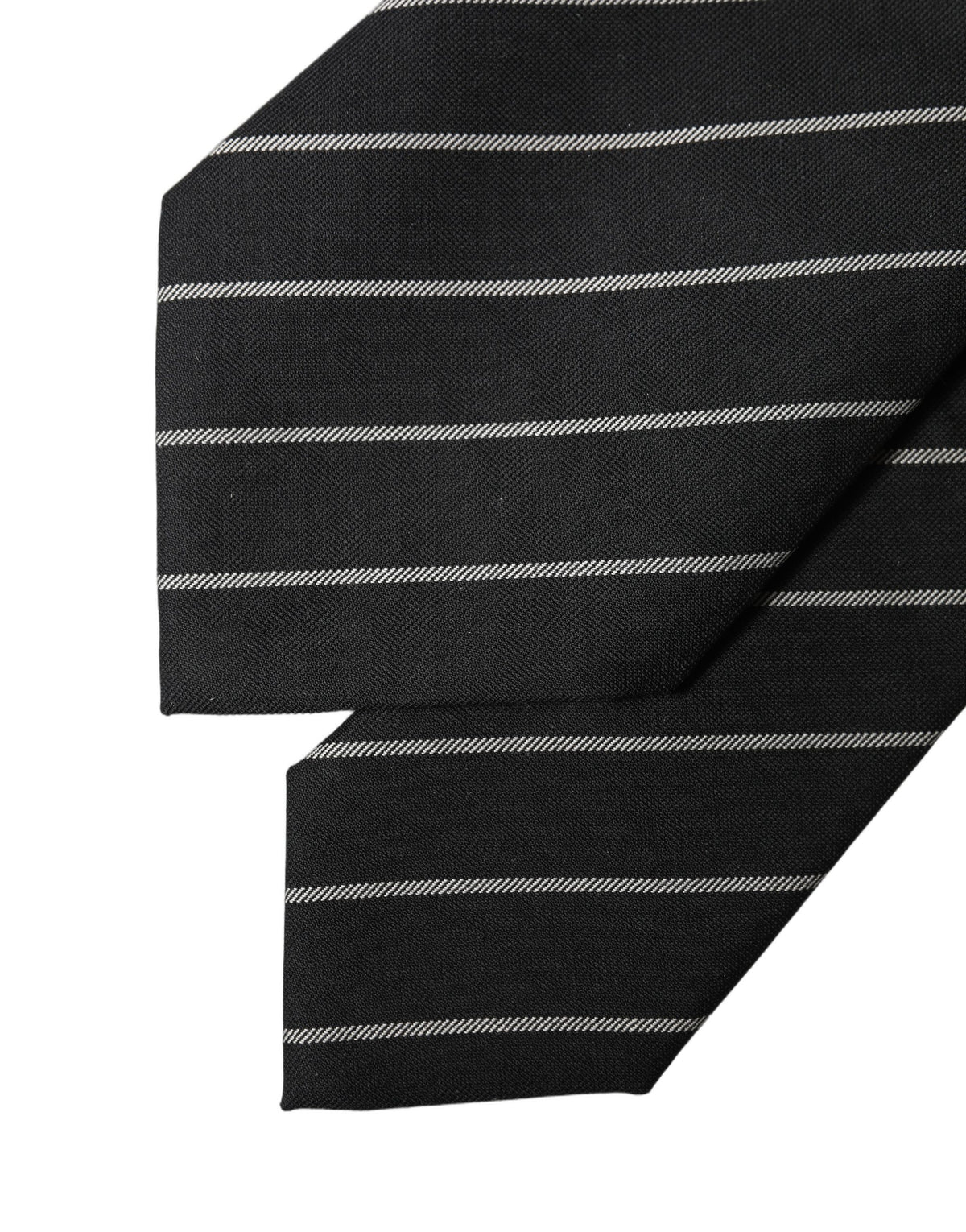 Dolce & Gabbana Black White Stripes Wool Adjustable Women Necktie Tie