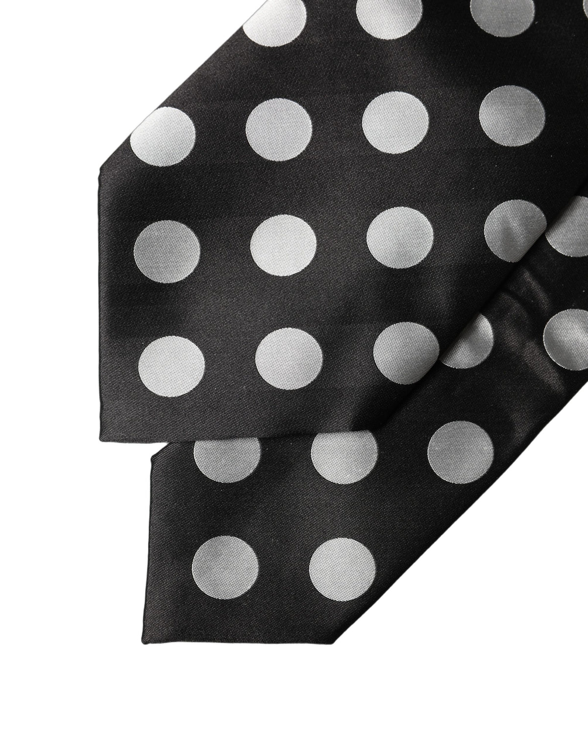 Dolce & Gabbana Dark Gray White Polka Dot Silk Adjustable Women Necktie Tie