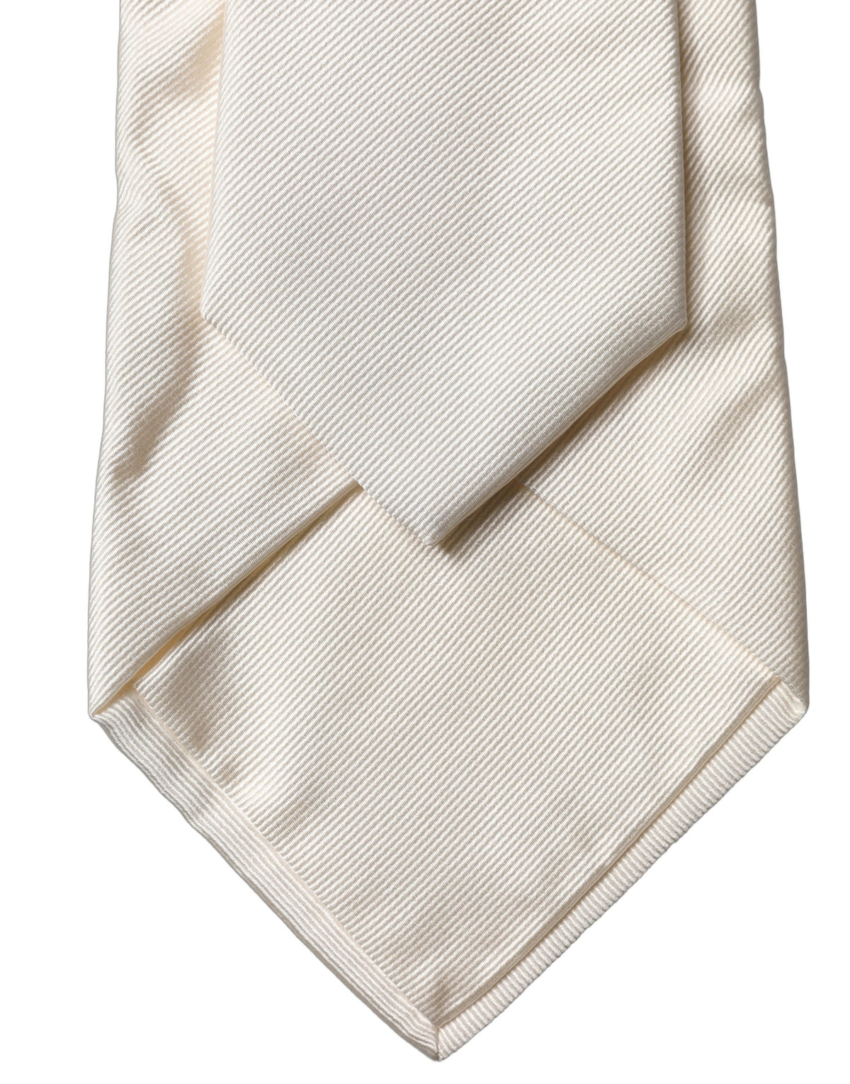 Dolce & Gabbana Off White Solid Silk Adjustable Women Tied Necktie Tie