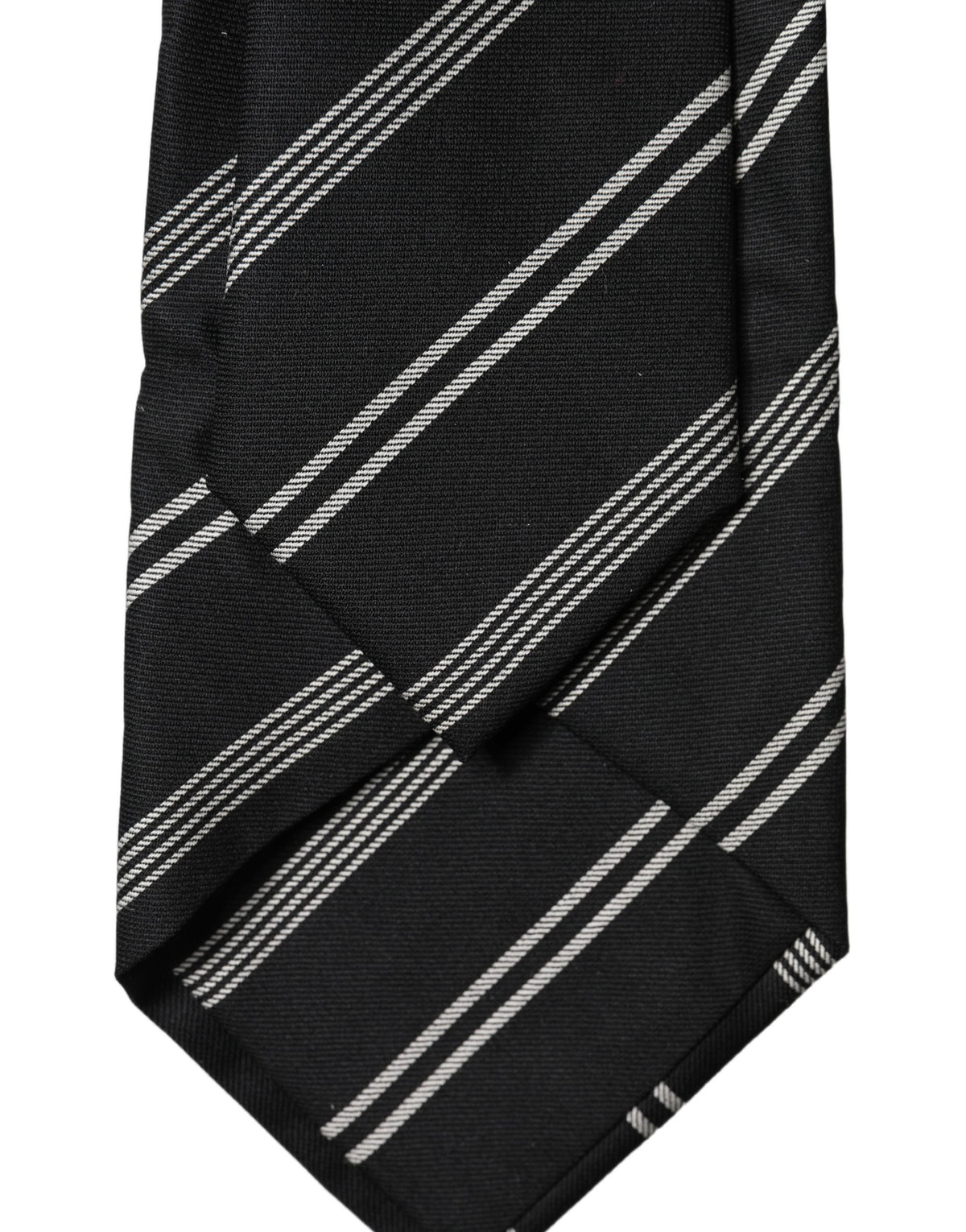 Dolce & Gabbana Dark Gray White Stripes Silk Adjustable Women Necktie Tie