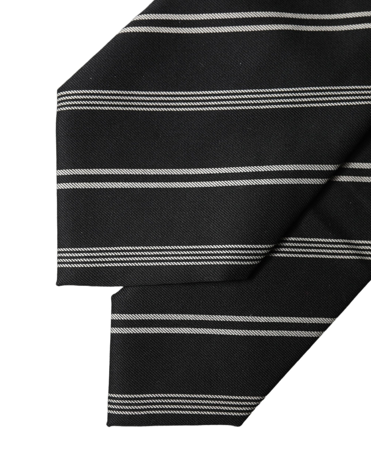 Dolce & Gabbana Dark Gray White Stripes Silk Adjustable Women Necktie Tie
