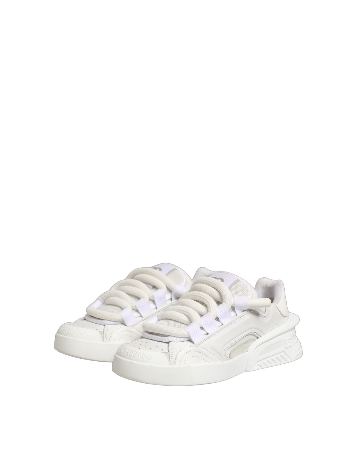 Dolce & Gabbana White Calfskin Leather Low Top Sneakers Shoes