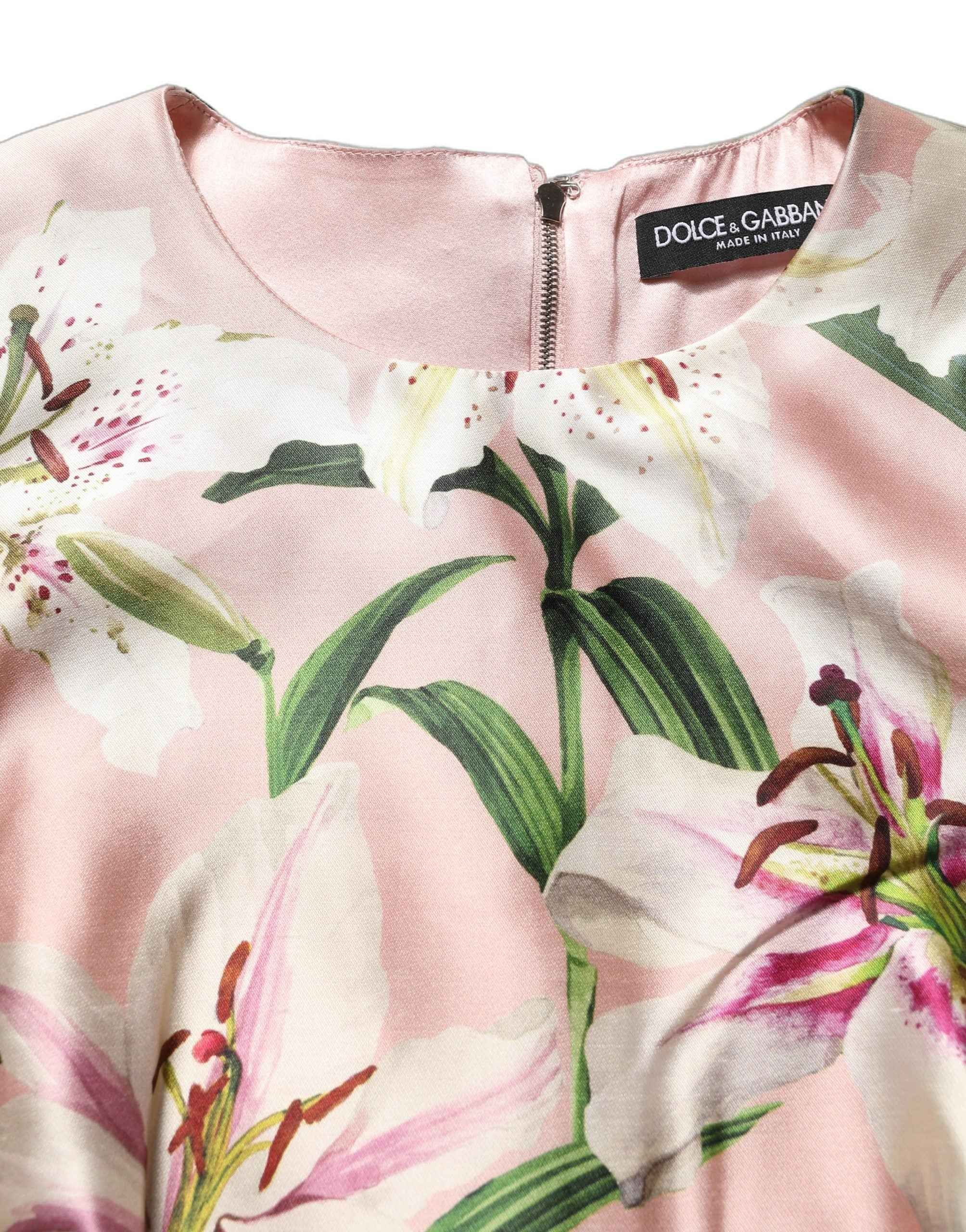 Dolce & Gabbana Light Pink LilyPrint Sleeveless Sheath Dress