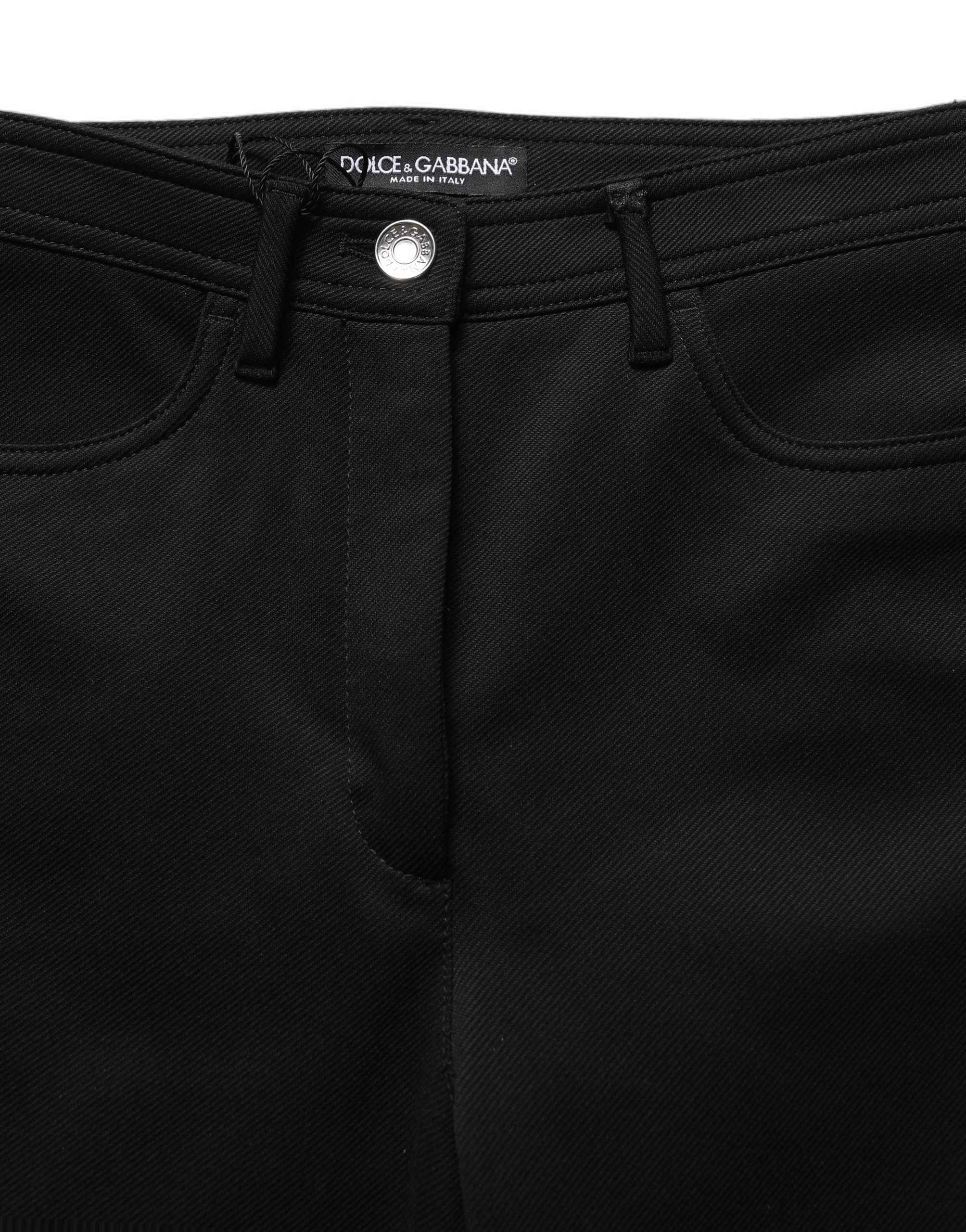 Dolce & Gabbana Black Nylon Stretch Skinny High Waist Pants