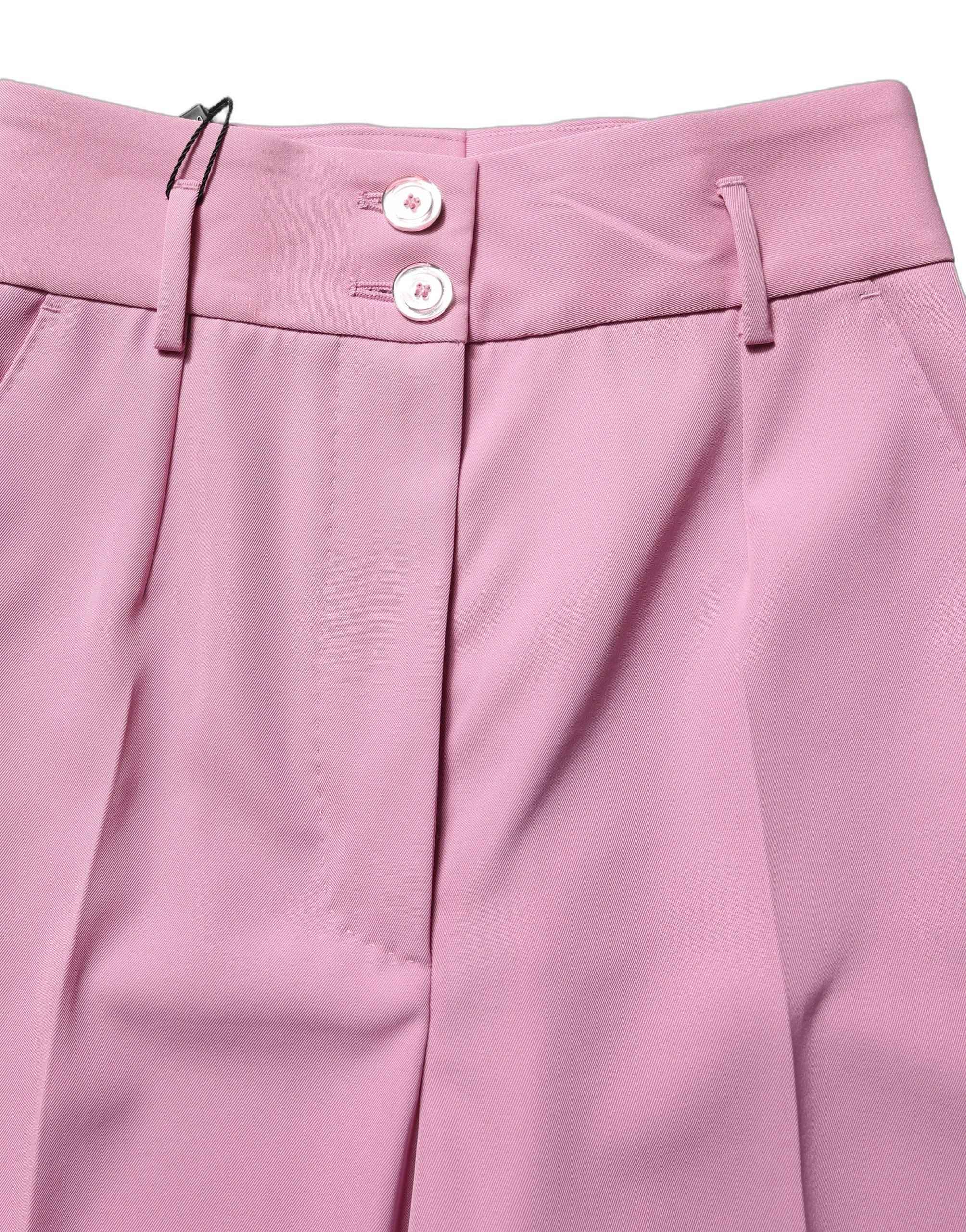 Dolce & Gabbana Pink High Waisted Polyester Trouser Pants