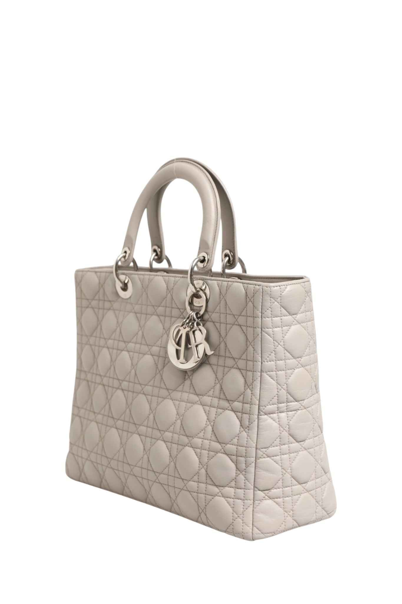 Christian Dior Lady Dior Large Grey Cannage Lambskin Bag