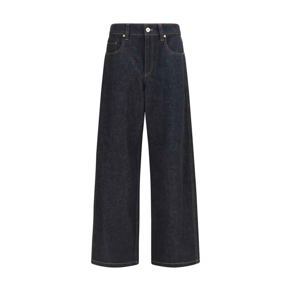 Brunello Cucinelli Blue Cotton Straight-Leg Jeans