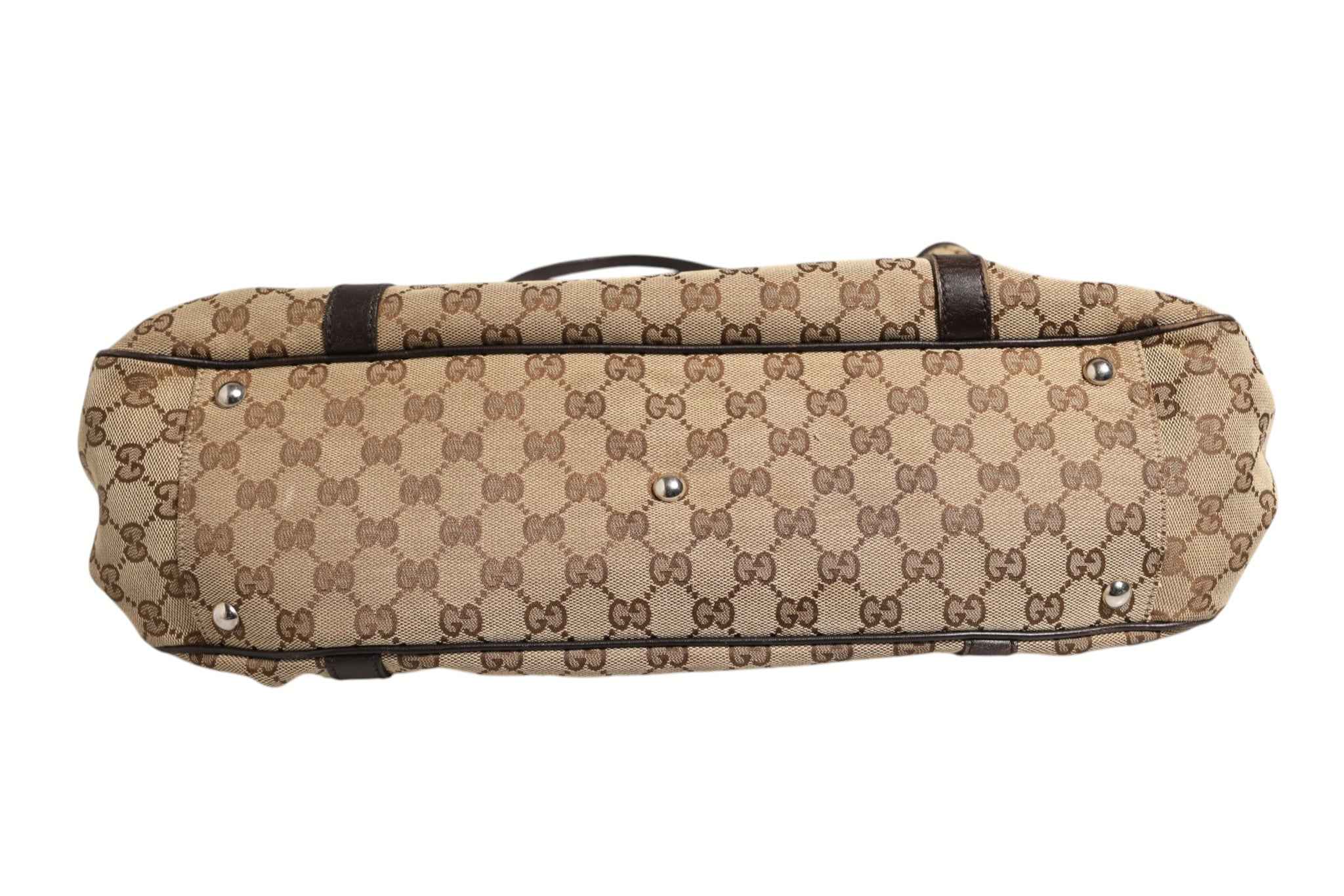 Gucci Beige and Black Canvas Twins Medium Tote Bag