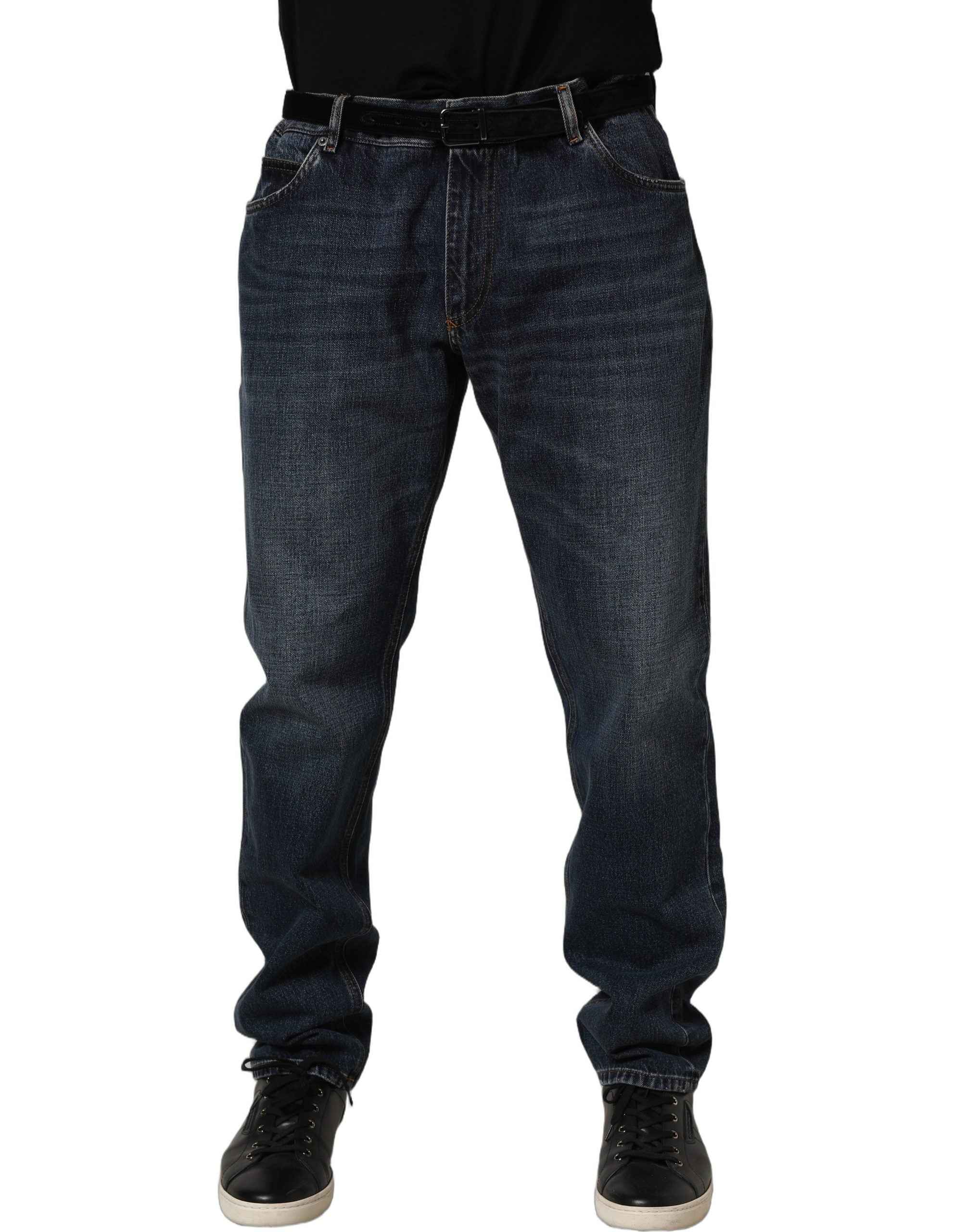 Dolce & Gabbana Dark Blue Washed MidWaist Straight Denim Jeans