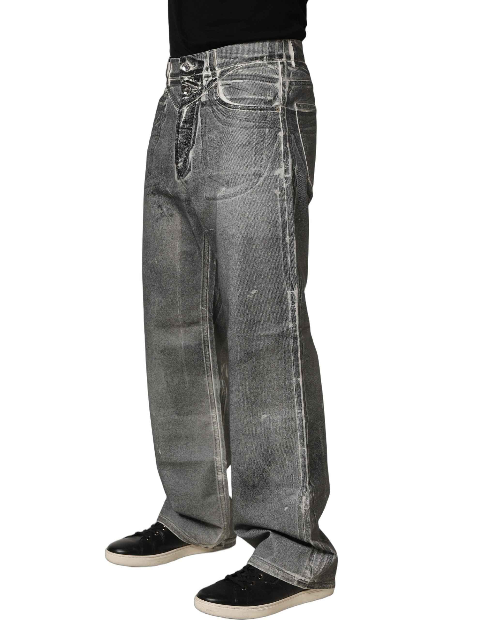 Dolce & Gabbana Grey Washed Mid Waist Straight Denim Jeans