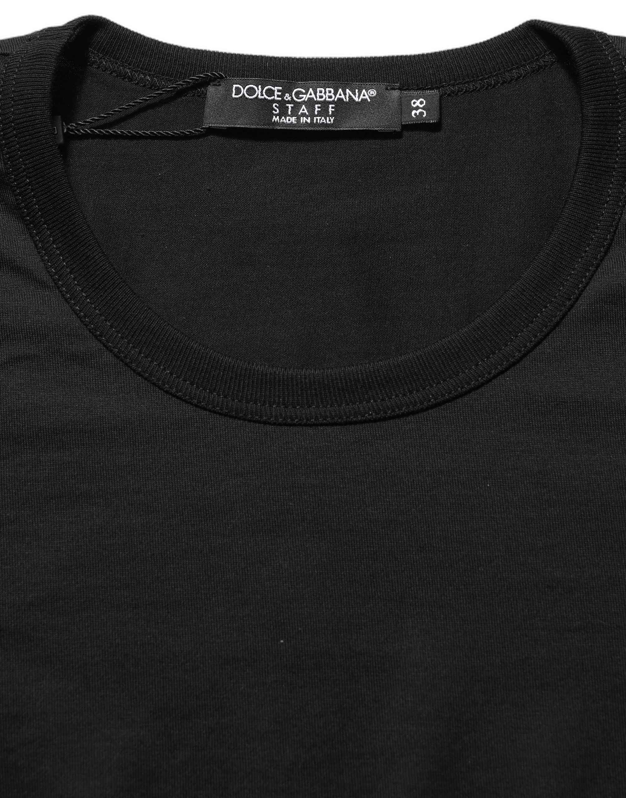 Dolce & Gabbana Black Cotton Round Neck Short Sleeve T-shirt