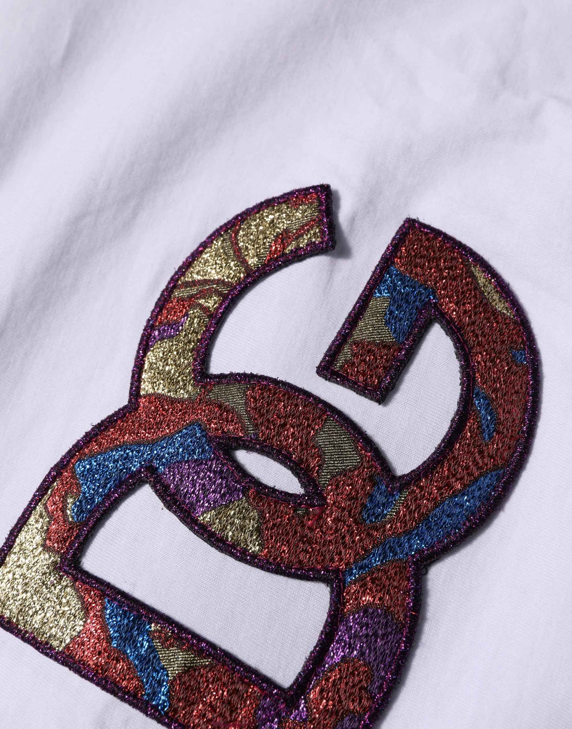 Dolce & Gabbana White Cotton DG Logo Patch Crew Neck T-shirt
