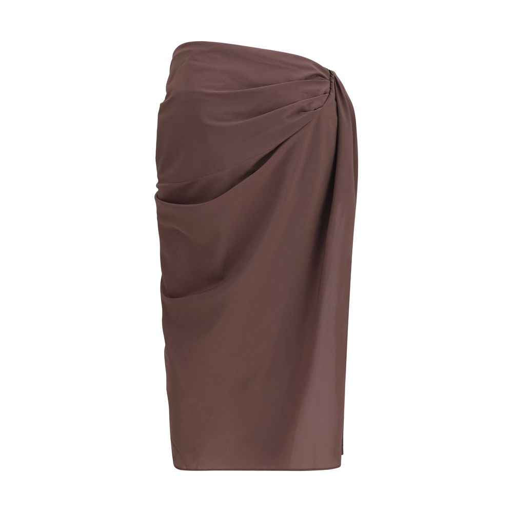 Jacquemus Brown Polyester Midi Skirt