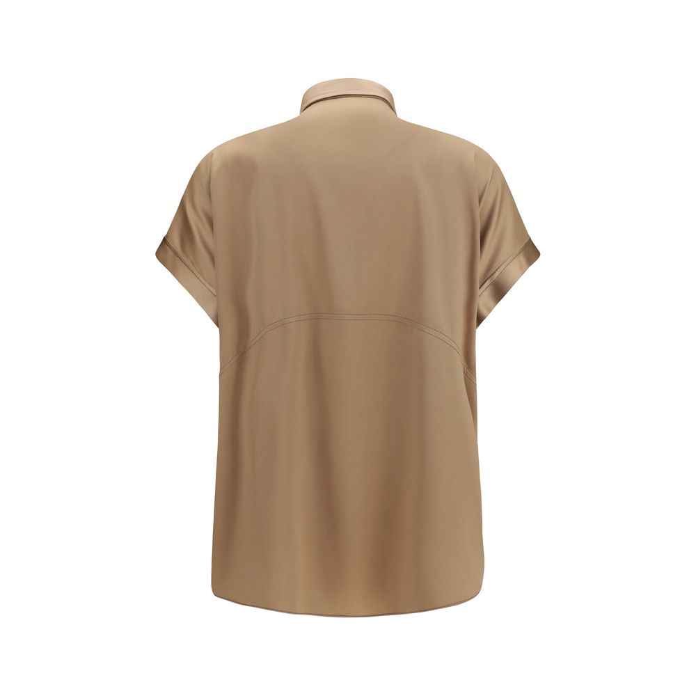 Brunello Cucinelli Beige Silk Shortsleeve Shirt