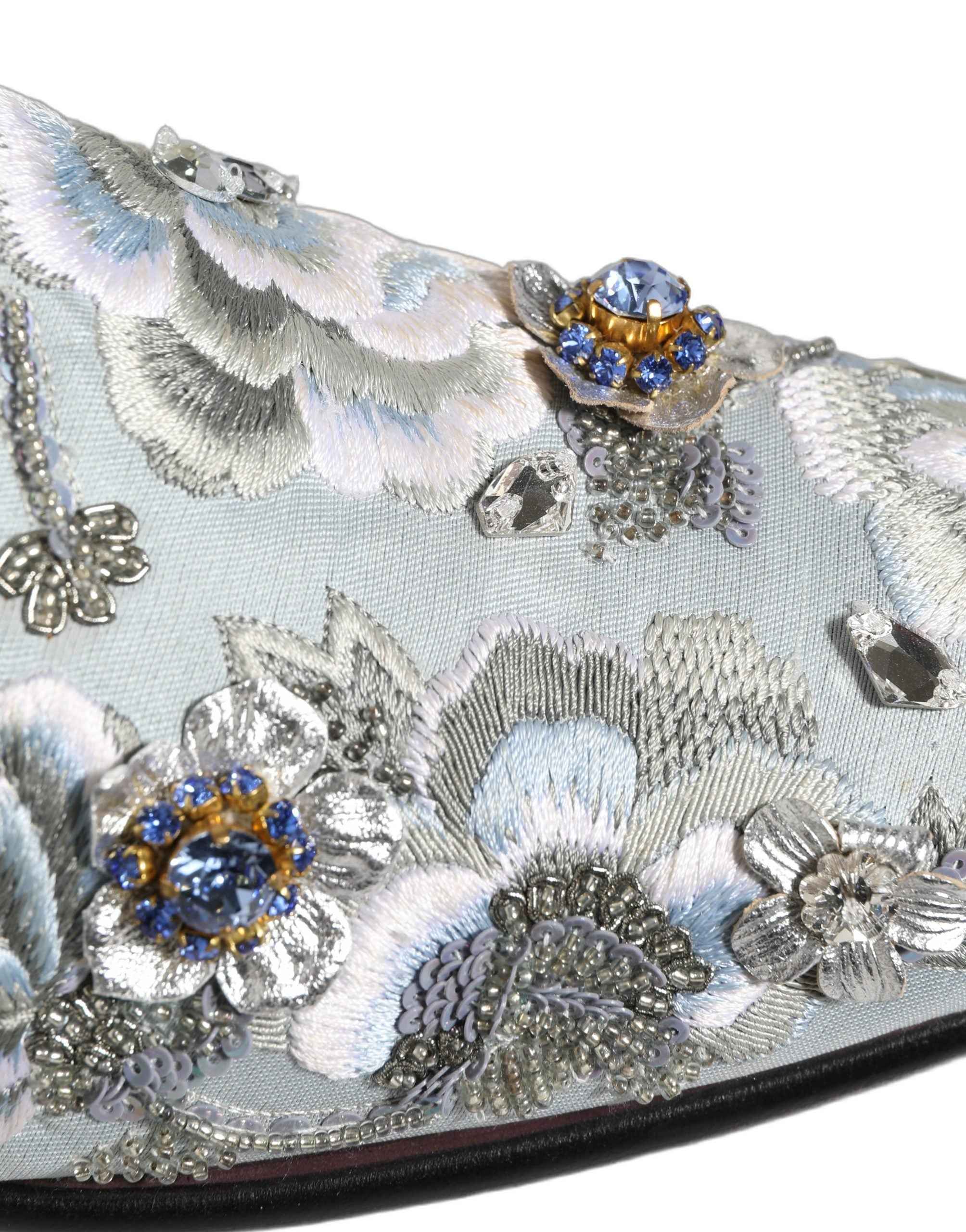 Dolce & Gabbana White Floral Embellished Men Loafers Shoes