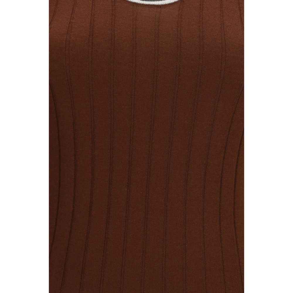 Brunello Cucinelli Bordeaux Wool Oves Aries Sleeveles T-Shirt