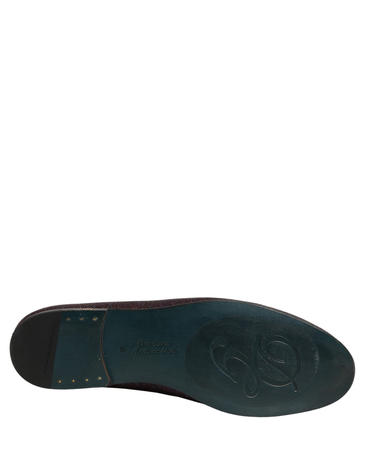 Dolce & Gabbana Maroon Glitter Lurex Logo Dress Loafers Shoes