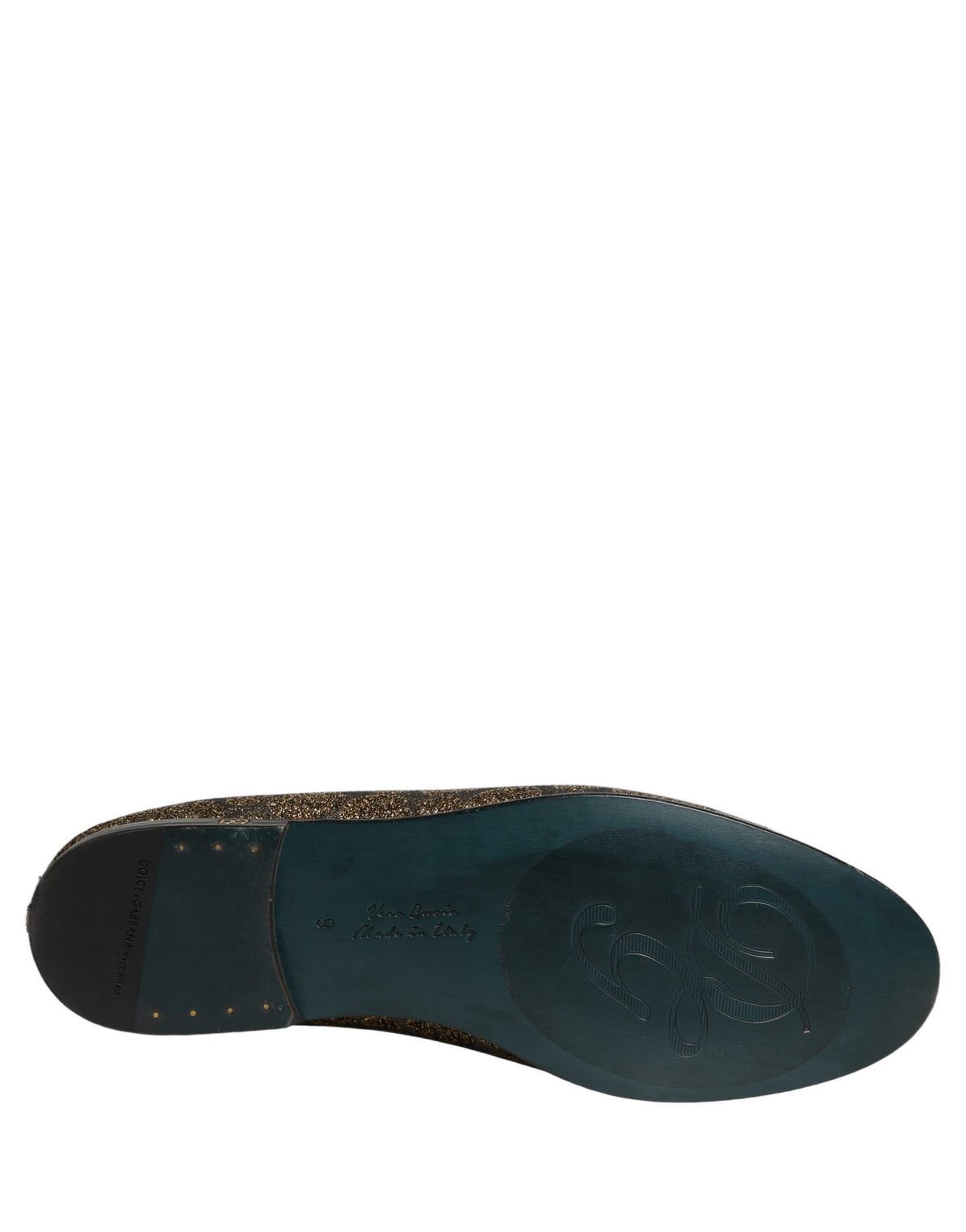 Dolce & Gabbana Gold Lurex Glitter Men Slip On Loafers Shoes