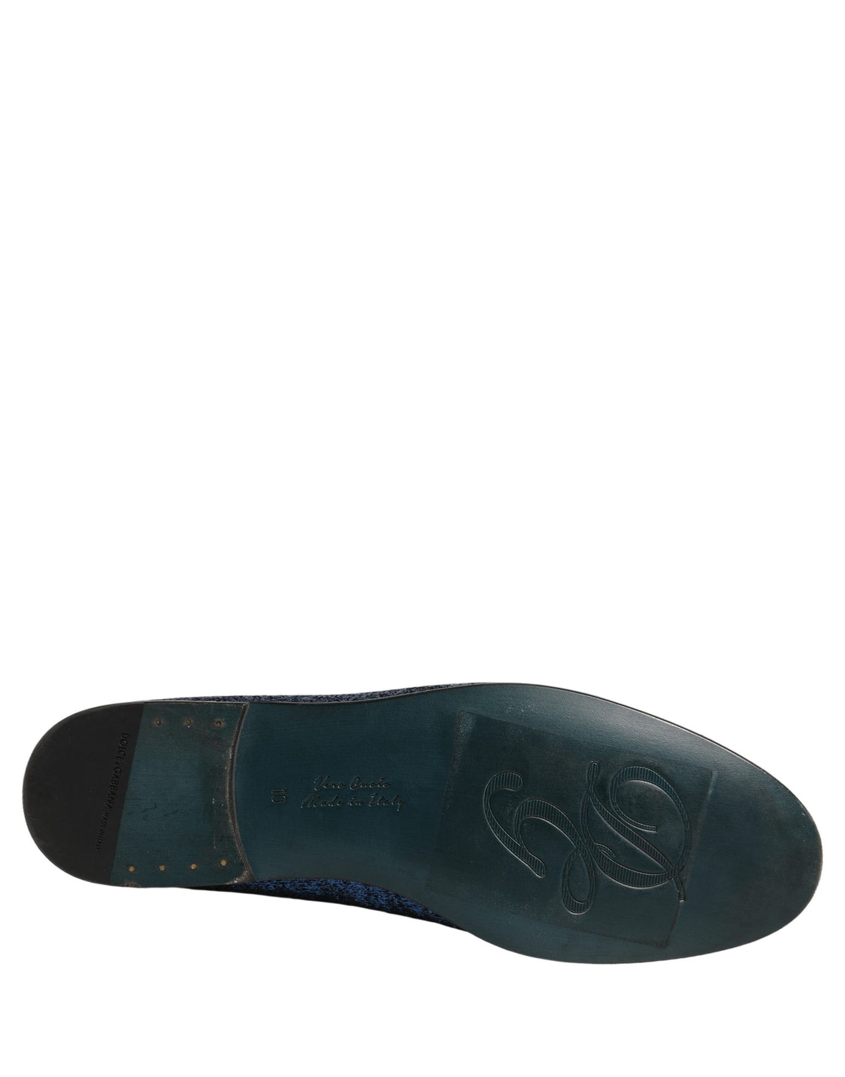 Dolce & Gabbana Blue Glitter Lurex DG Logo Dress Loafers Shoes