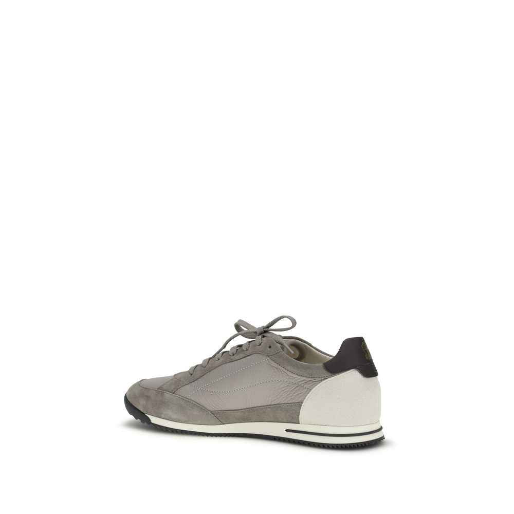 Brunello Cucinelli Gray Calf Leather Bos Taurus Sneakers