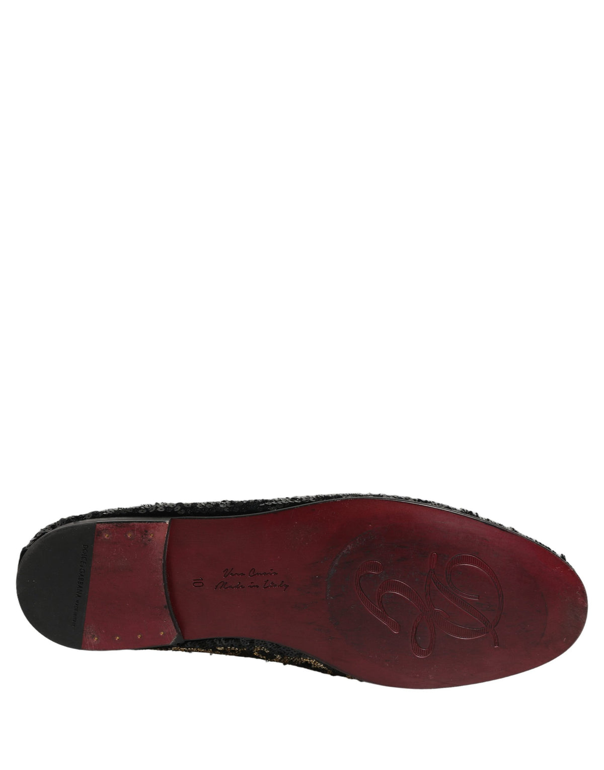 Dolce & Gabbana Black Gold Embellished Dress Loafers Shoes