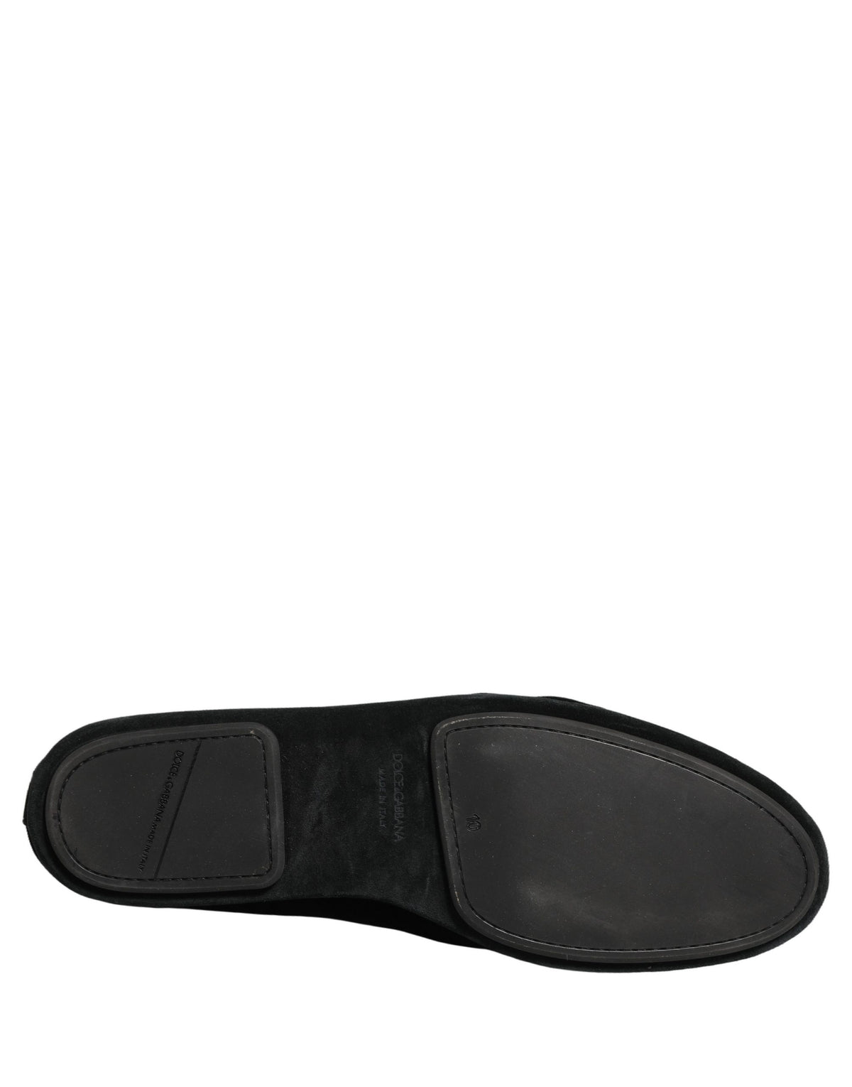 Dolce & Gabbana Black Velvet Crown Embroidery Loafers Shoes