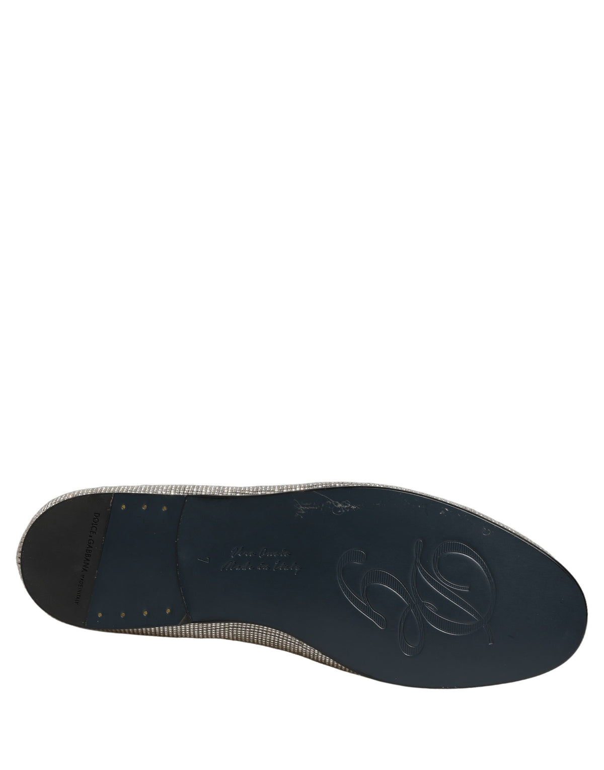 Dolce & Gabbana Silver Crystal Embellished Men Loafers Shoes