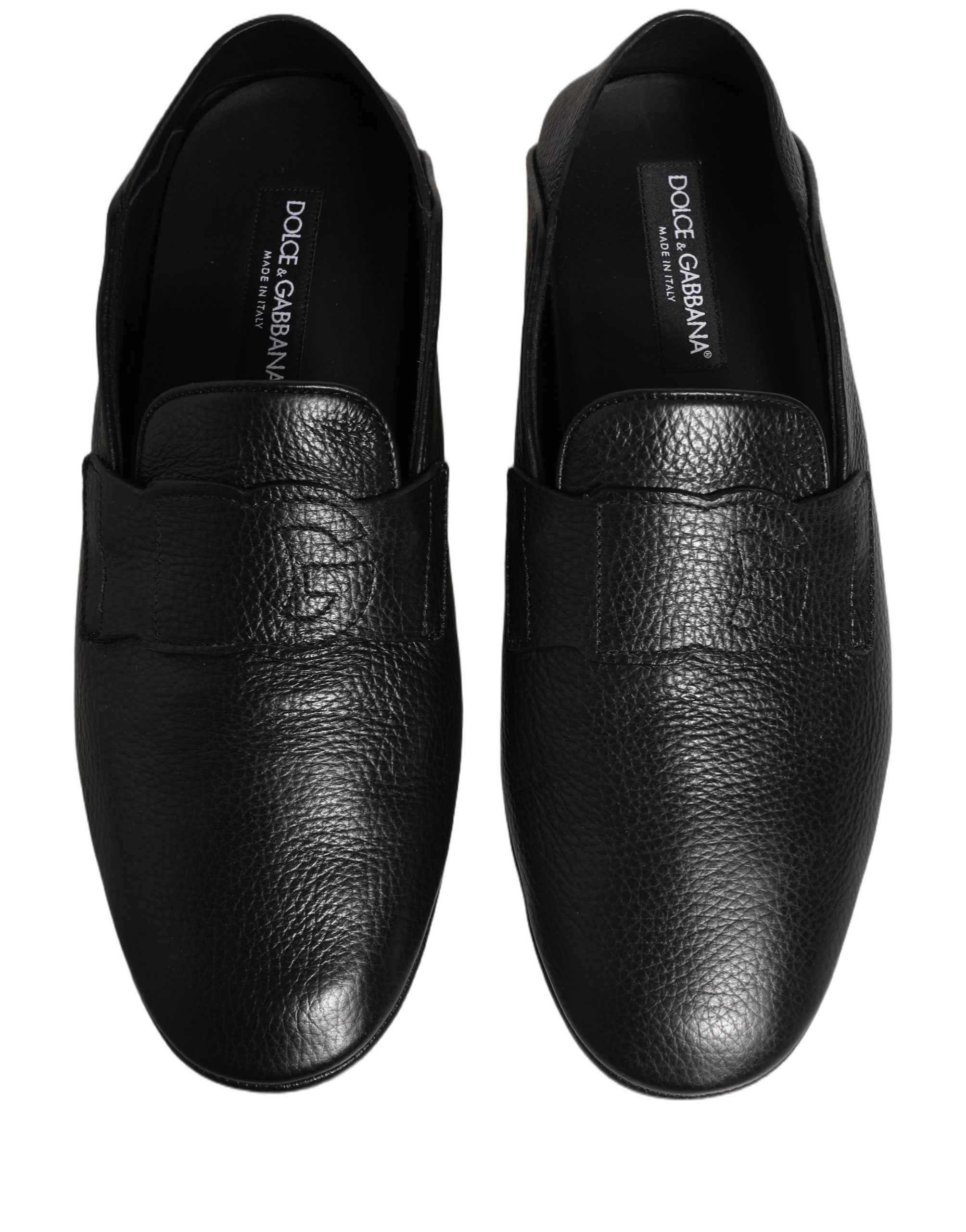 Dolce & Gabbana Black Deerskin Leather Driver Loafers Shoes