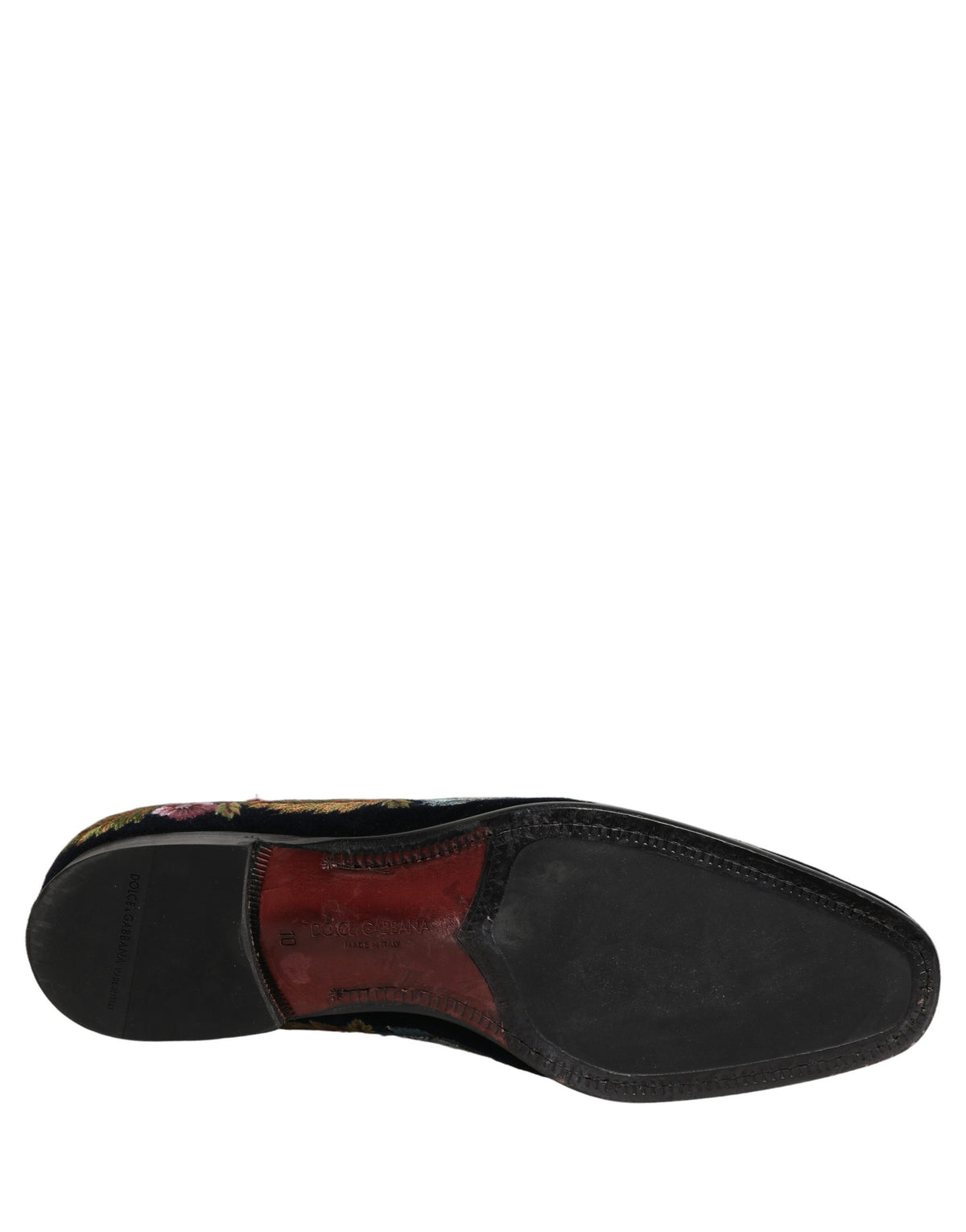 Dolce & Gabbana Black Velvet Floral Embroidery Loafers Shoes