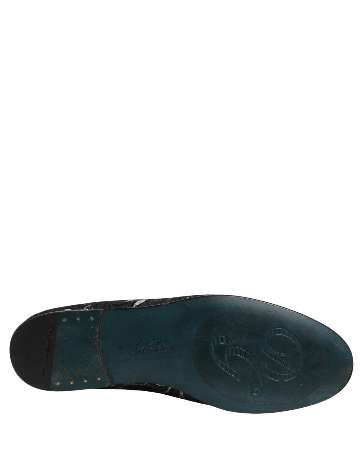 Dolce & Gabbana Black Leaf Embroidery Dress Men Loafers Shoes