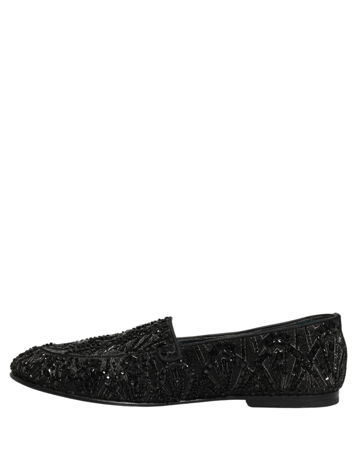Dolce & Gabbana Black Velvet Embroidered Dress Loafers Shoes