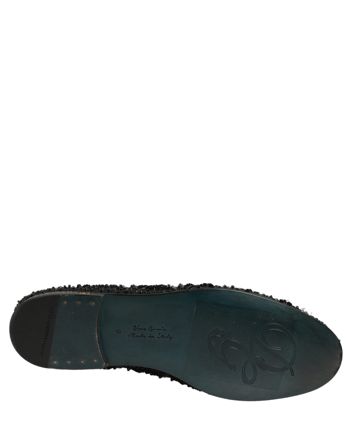 Dolce & Gabbana Black Velvet Embroidered Dress Loafers Shoes