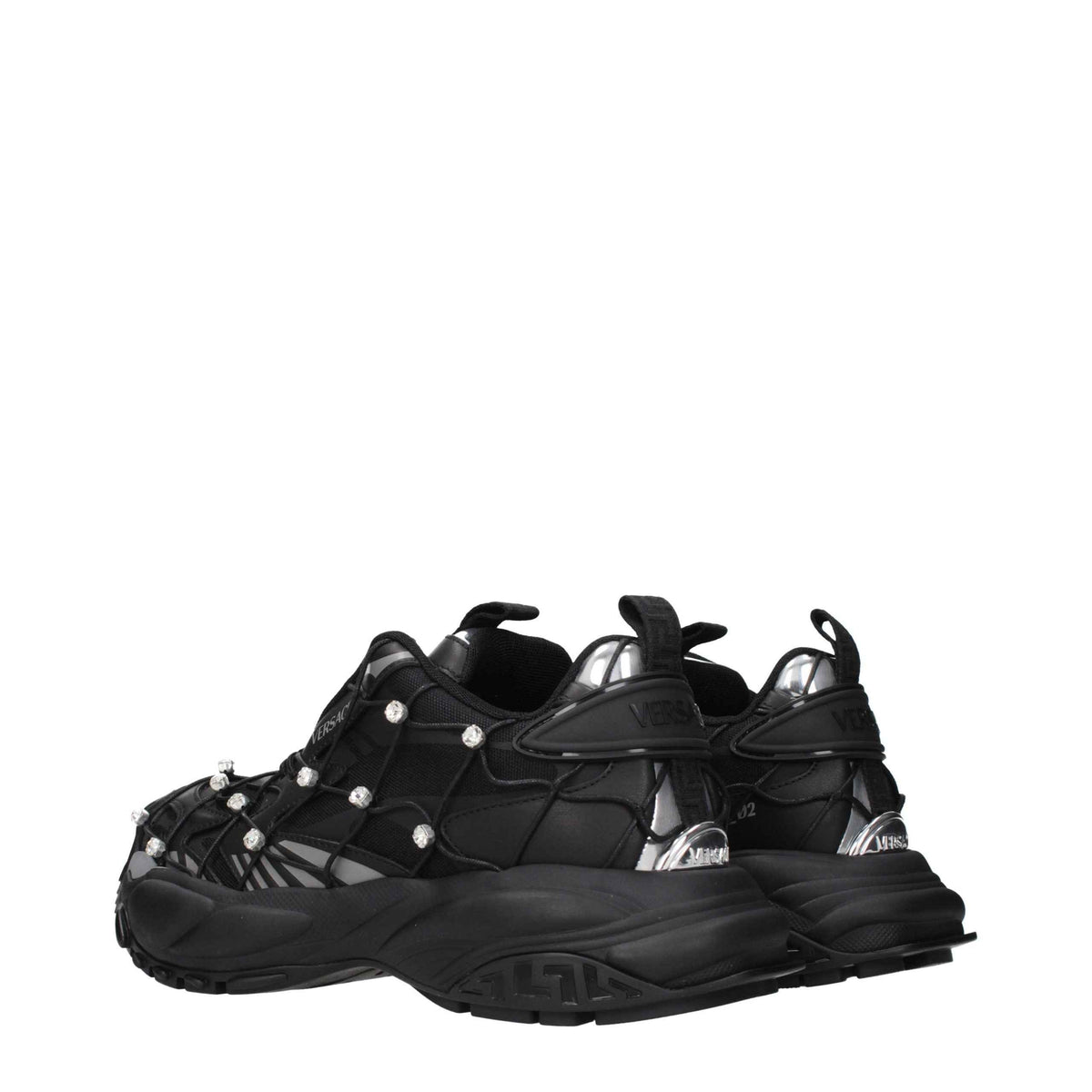 Versace Black Fabric Chunky Sneakers