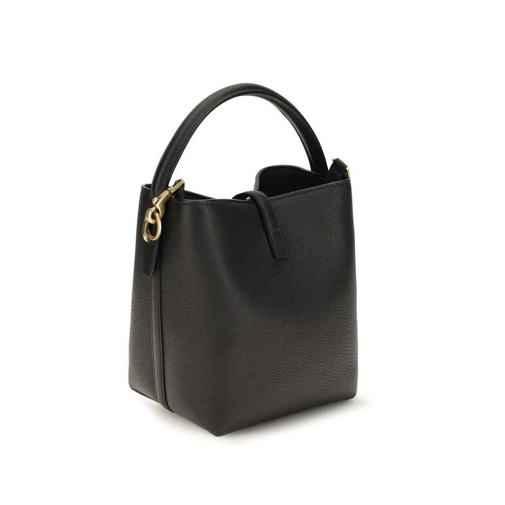 Saint Laurent Black Calf Leather Bos Taurus Backet Bag