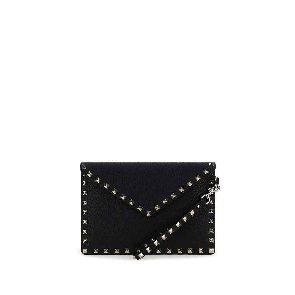 Valentino Garavani Black Calf Leather Bos Taurus Clutch Bag