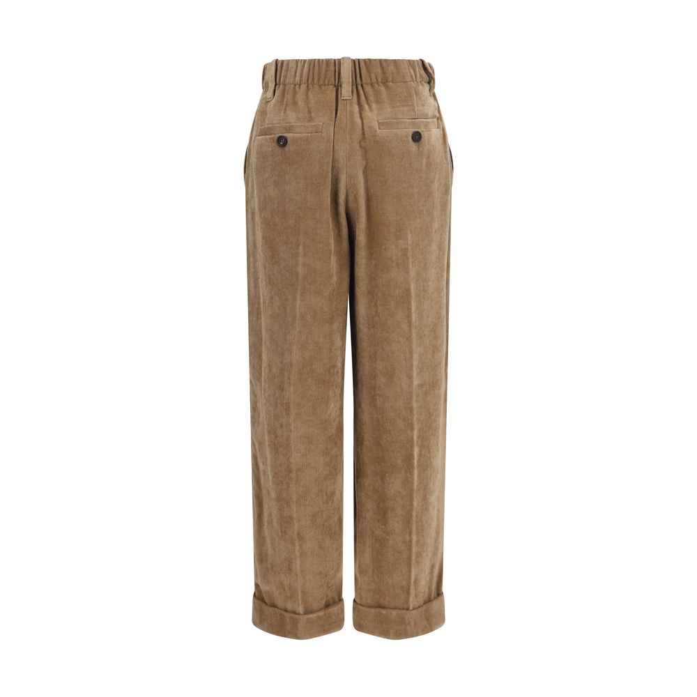 Brunello Cucinelli Brown Viscose Casual Pants