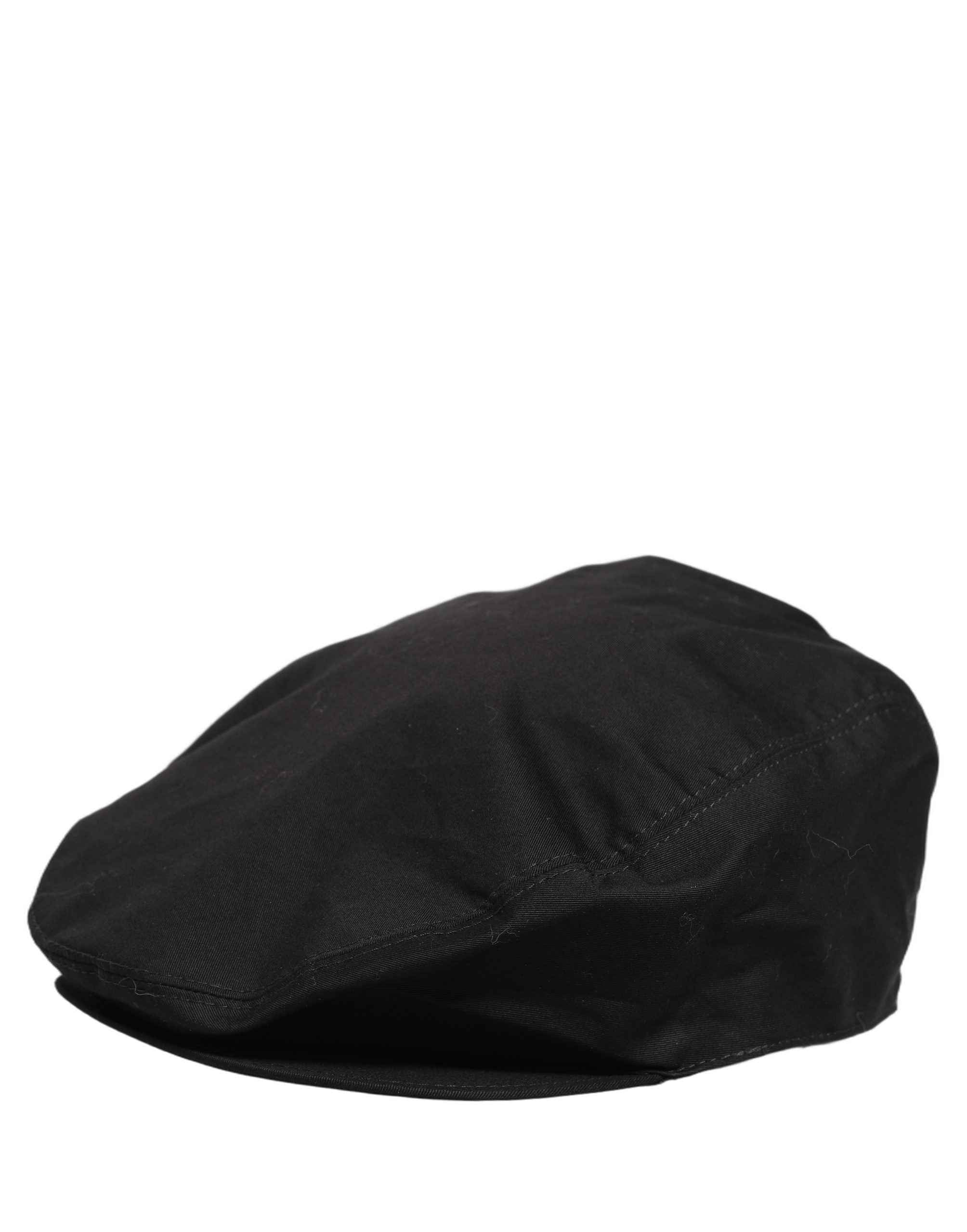 Dolce & Gabbana Men Black Cotton Stretch Newsboy Cloth Capello Hat