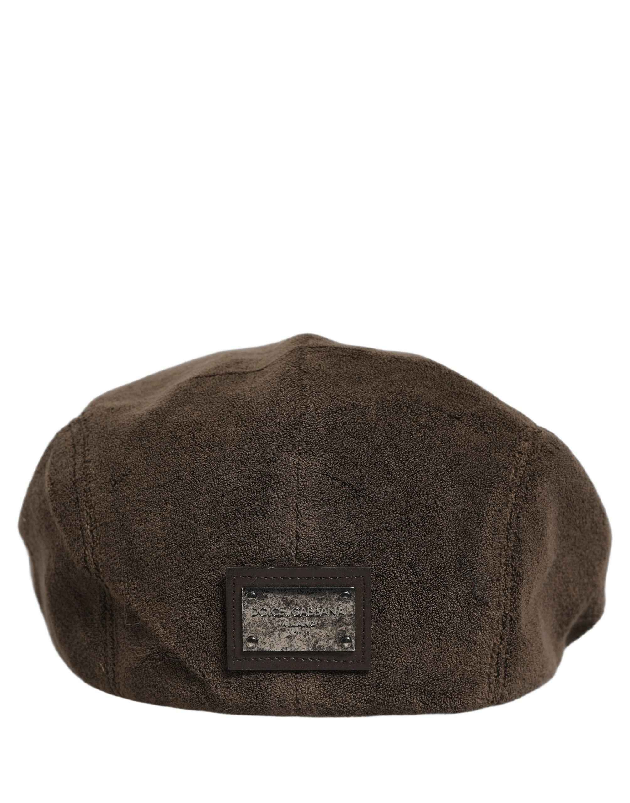 Dolce & Gabbana Men Brown Cotton Newsboy Cloth Capello Hat