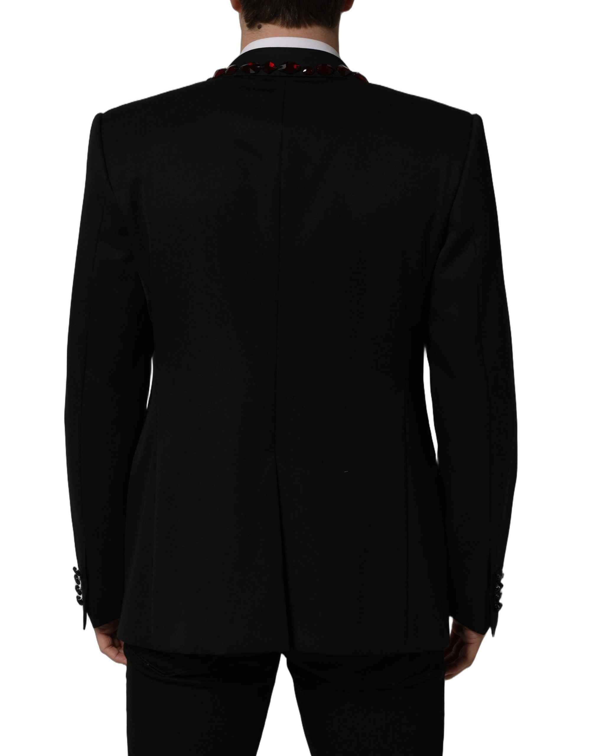 Dolce & Gabbana Black Crystal Embellished Coat Blazer Jacket
