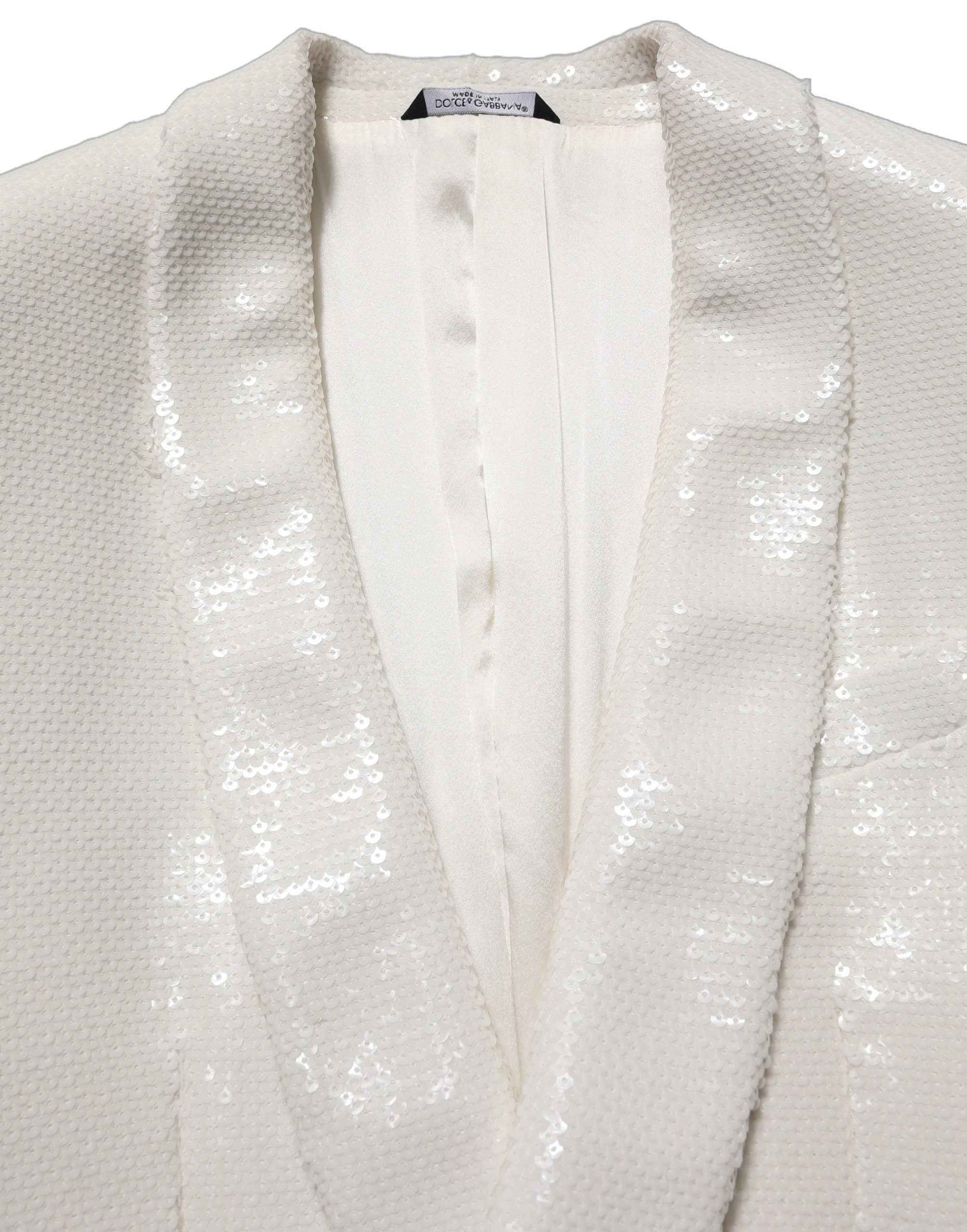 Dolce & Gabbana White Viscose Single Breasted Blazer Jacket