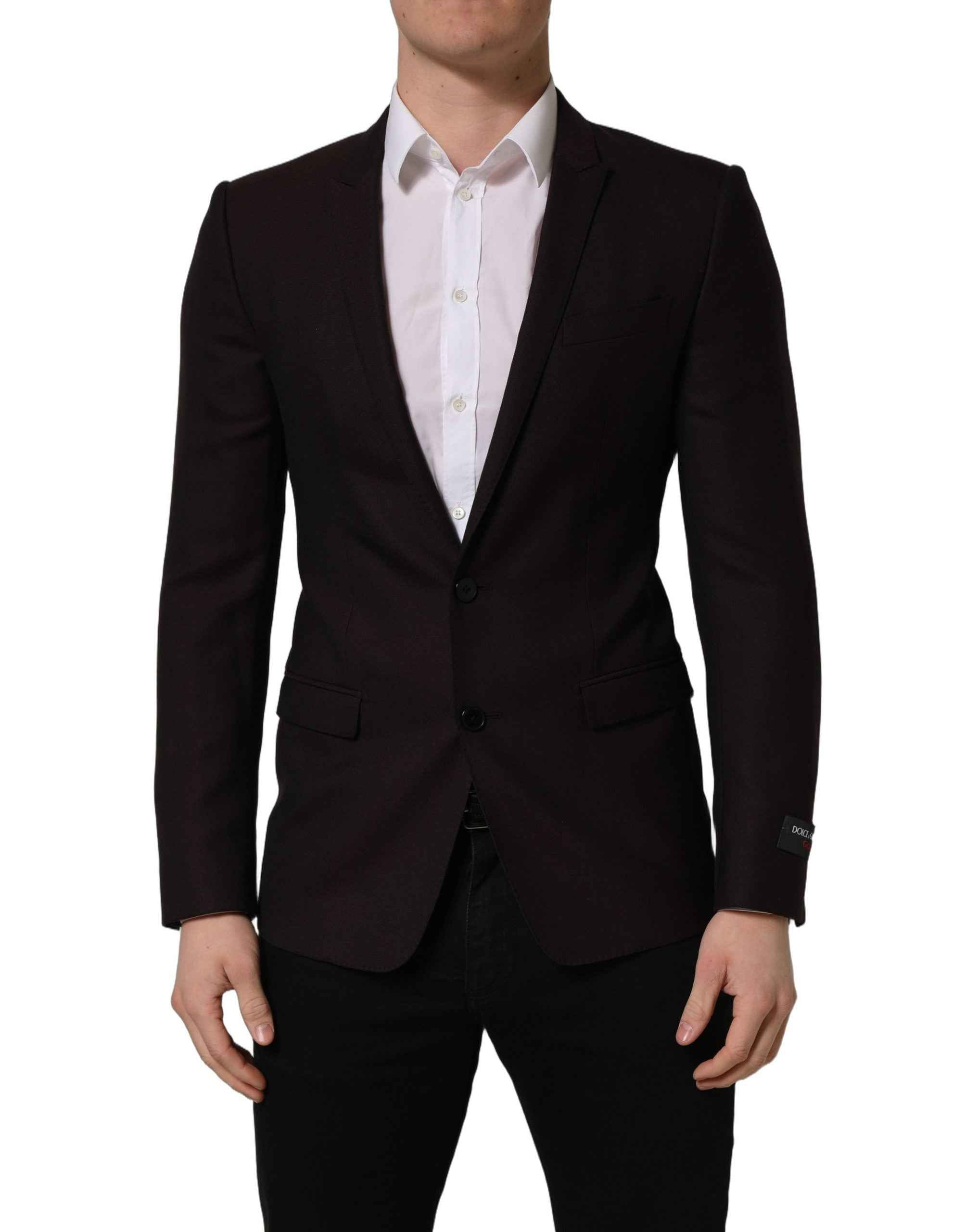 Dolce & Gabbana Brown Wool GOLD Single Breasted Men Jacket