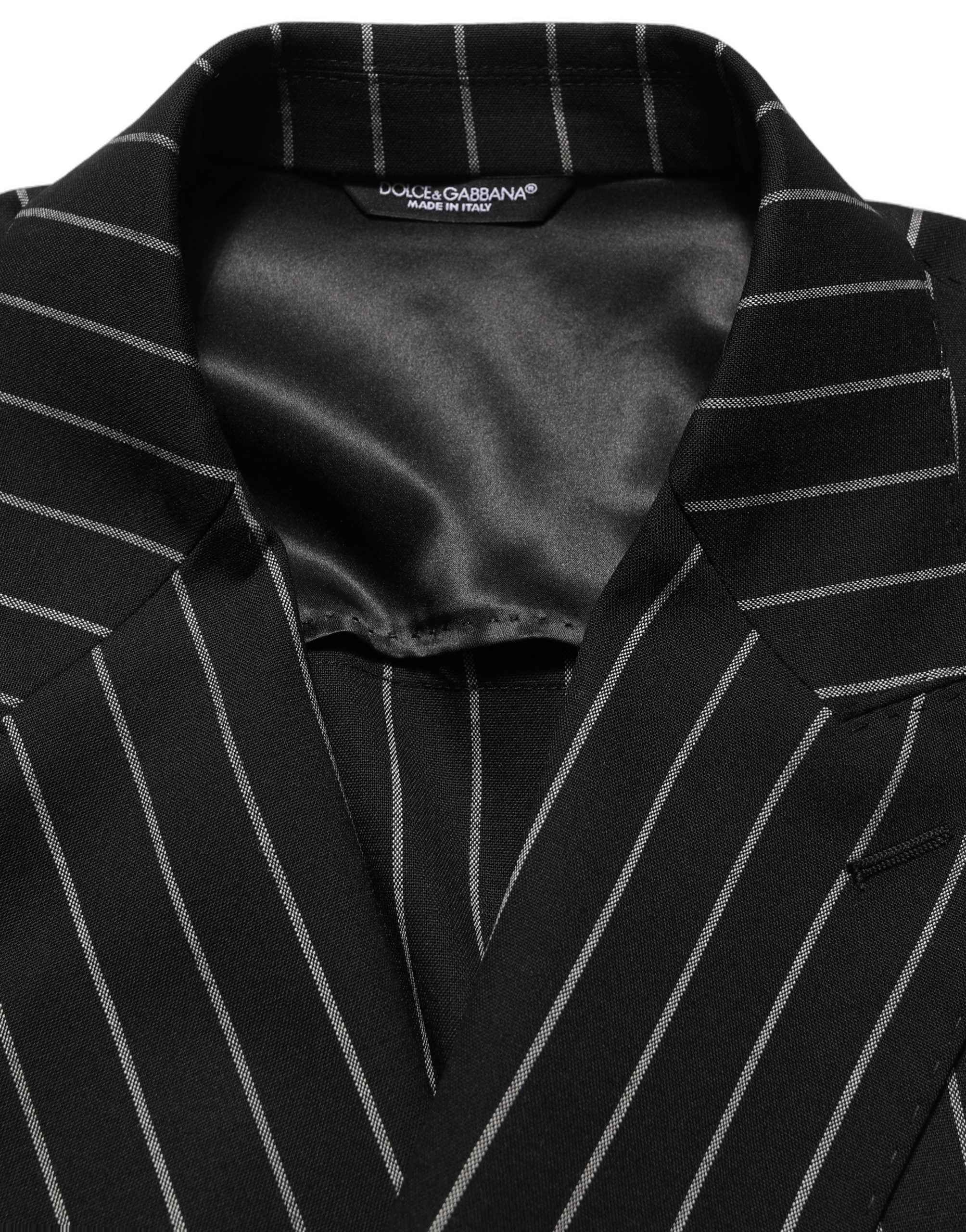 Dolce & Gabbana Black Stripes Wool Double Breasted Jacket