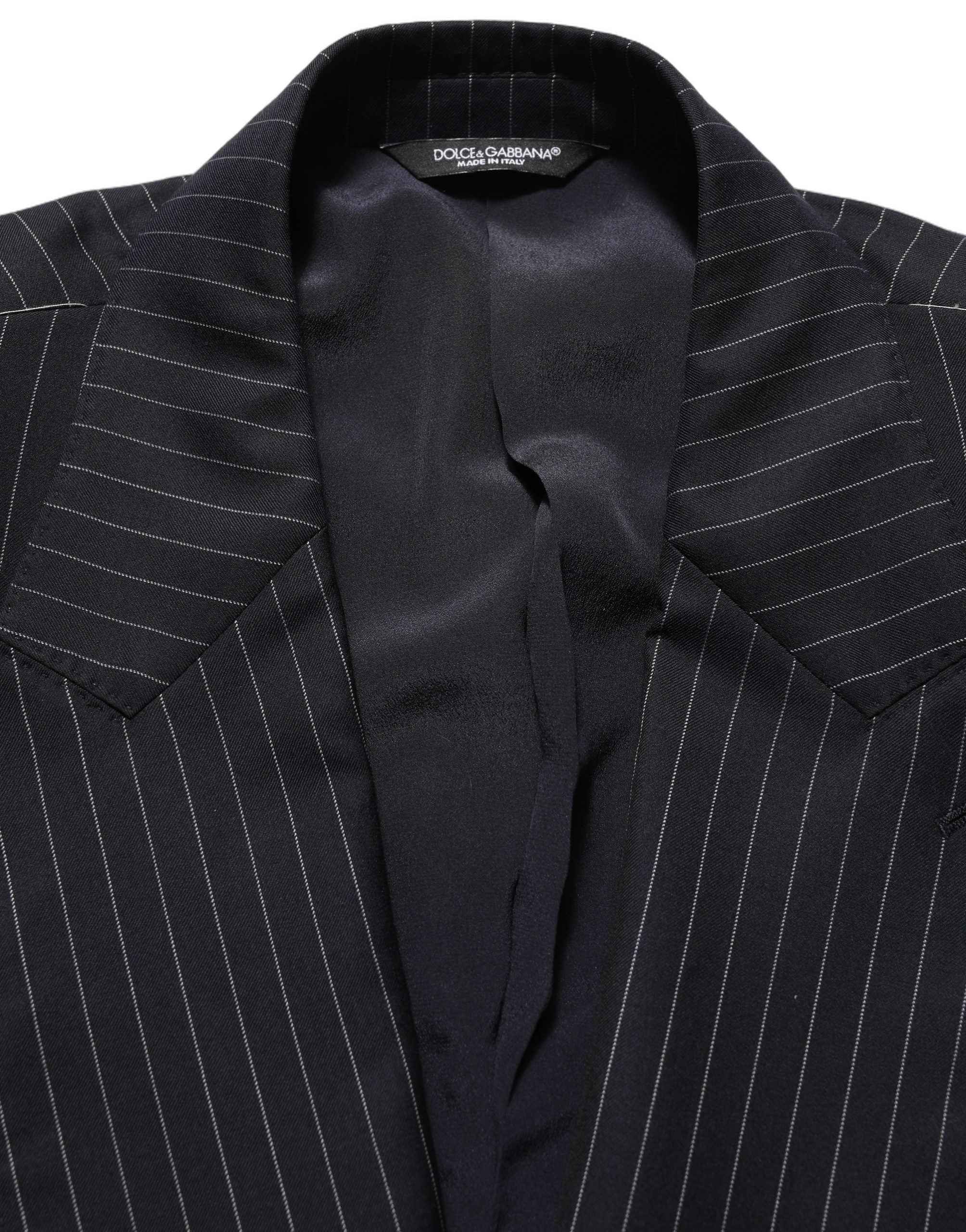 Dolce & Gabbana Black Stripes Wool Double Breasted Jacket