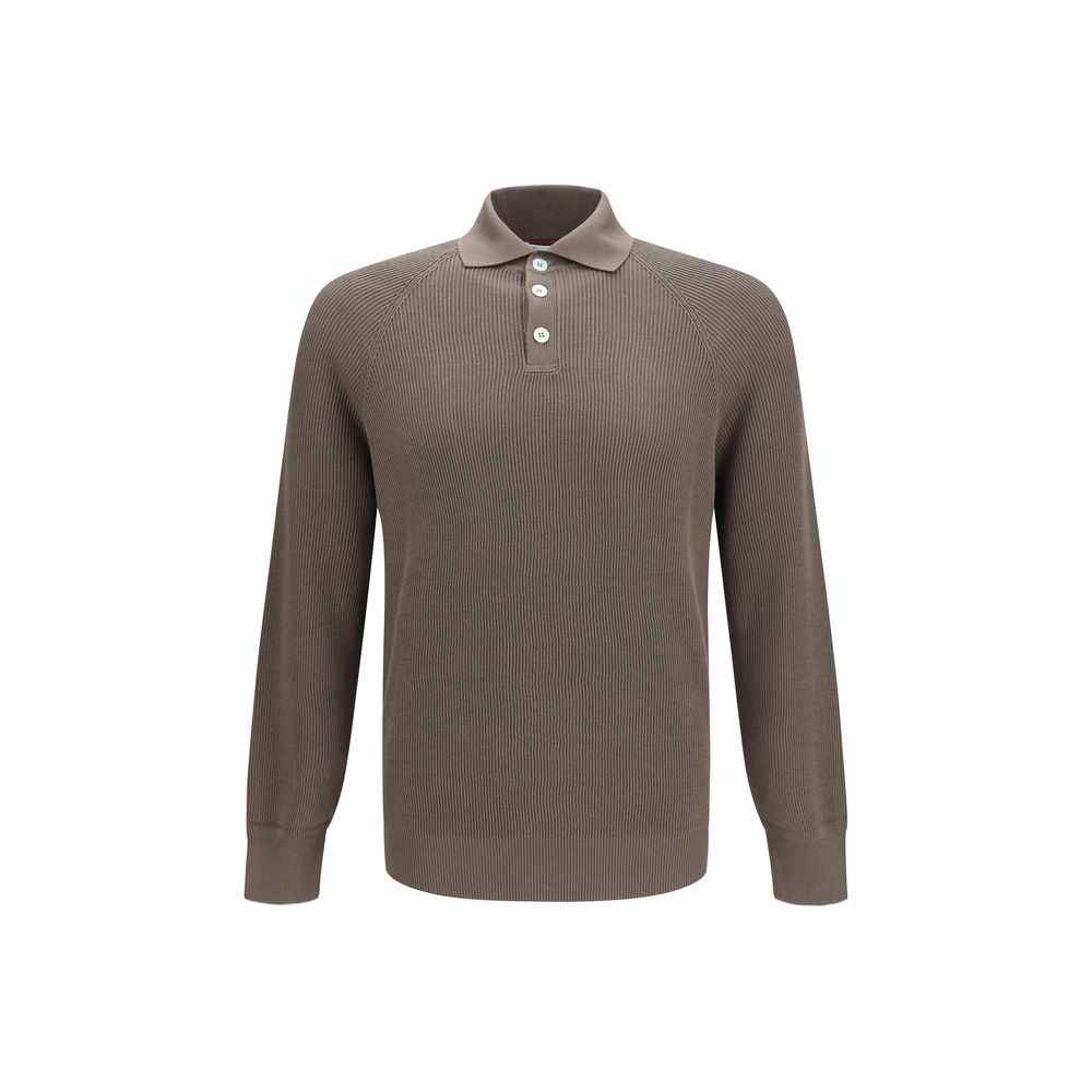 Brunello Cucinelli Brown Cotton Polo Shirt
