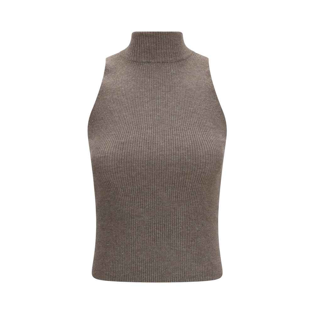 Brunello Cucinelli Brown Cashmere Sleeveles Sweater