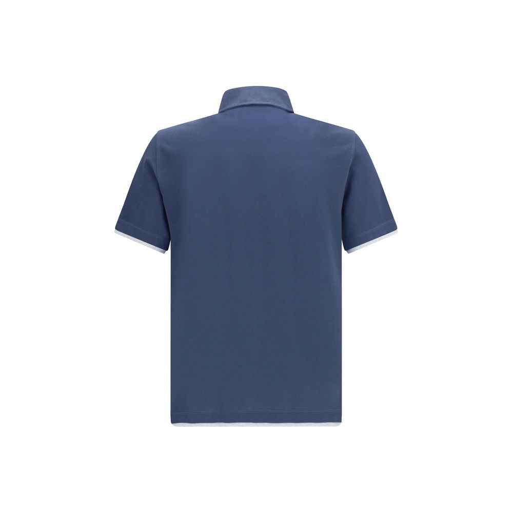 Brunello Cucinelli Blue Cotton Polo Shirt